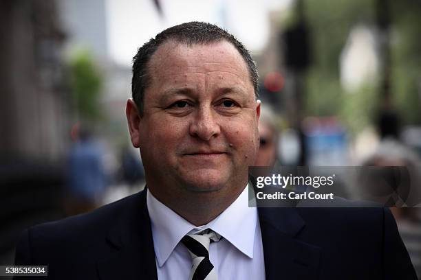 Sports Direct International founder Mike Ashley arrives to attend a select committee hearing at Portcullis house on June 7, 2016 in London, England....