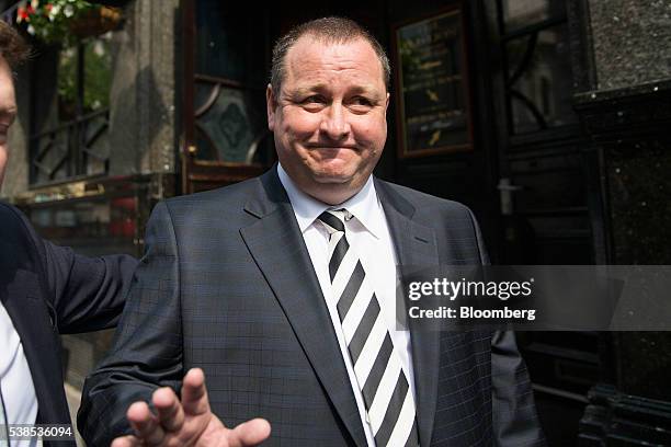 Mike Ashley, billionaire founder of Sports Direct International Plc, reacts as he arrives to give evidence at a Business, Innovation and Skills...