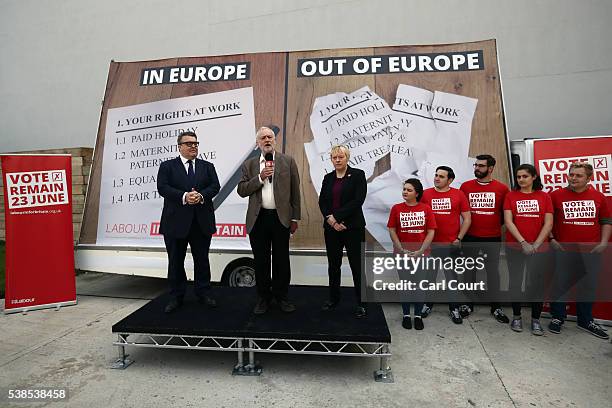 Tom Watson MP, Deputy Leader of the Labour Party; Labour leader, Jeremy Corbyn and Angela Eagle MP, Shadow First Secretary of State and Shadow...