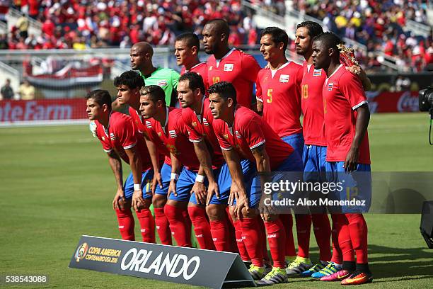 The Costa Rica starting lineup is seen during the 2016 Copa America Centenario Group A match between Costa Rica and Paraguay at Camping World Stadium...