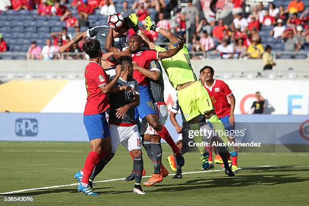 Danny Carvajal of Costa Rica makes a save during the 2016 Copa America Centenario Group A match between Costa Rica and Paraguay at Camping World...