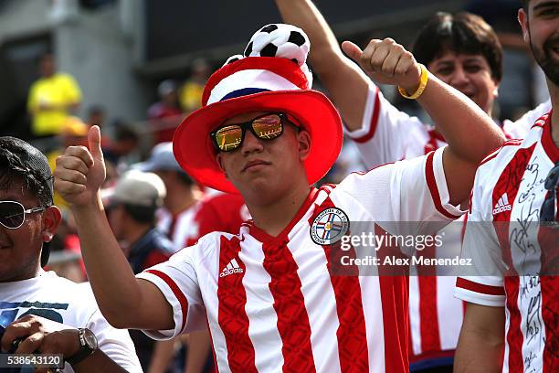 Paraguay supporter is seen during the 2016 Copa America Centenario Group A match between Costa Rica and Paraguay at Camping World Stadium on June 4,...