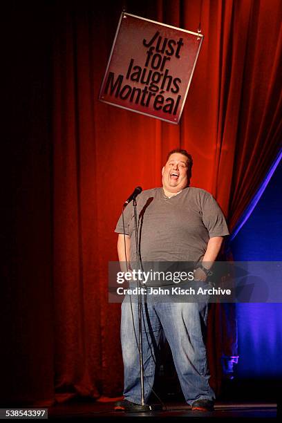 Portrait of American comedian Ralphie May performing at the Just For Laughs Festival, Montreal, Canada, 2014.