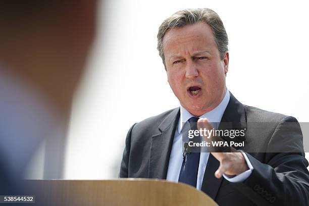 British Prime Minister David Cameron delivers a speech on the upcoming EU referendum at the Savoy Place on June 7, 2016 in London, United Kingdom....