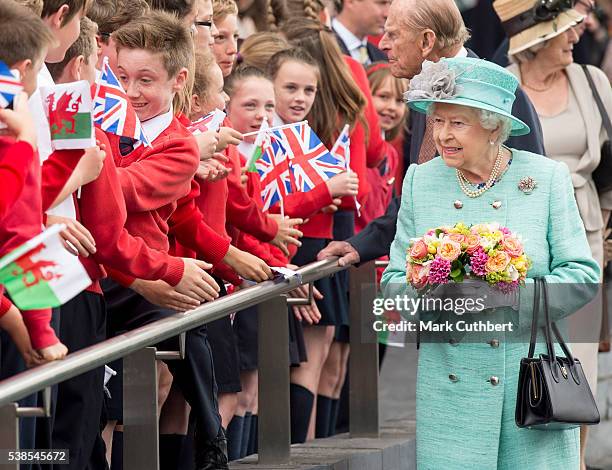 Queen Elizabeth II and Prince Philip, Duke of Edinburgh attend the Opening of the Fifth Session of the National Assembly for Wales at The Senedd on...