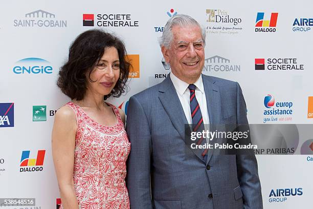 Writers Yasmina Reza and Mario Vargas Llosa attend 'Prix del Dialogo' award 2016 press conference on June 7, 2016 in Madrid, Spain.