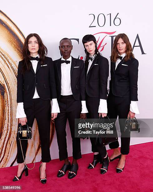 Janice Alida, Grace Bol, Sarah Abney, and Drake Burnette attend the 2016 CFDA Fashion Awards at the Hammerstein Ballroom on June 6, 2016 in New York...