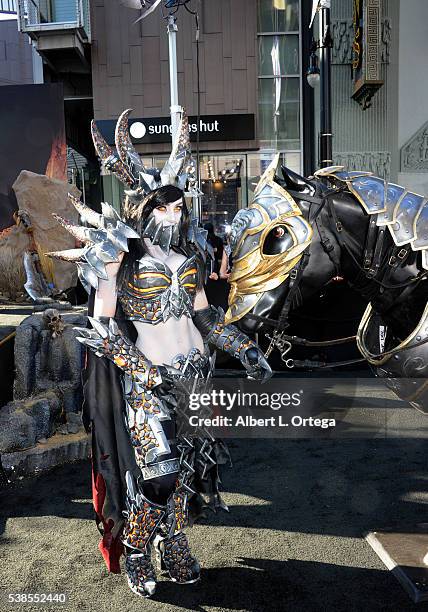 Cosplayer Jessica Nigri arrives for the Premiere Of Universal Pictures' "Warcraft" held at TCL Chinese Theatre IMAX on June 6, 2016 in Hollywood,...