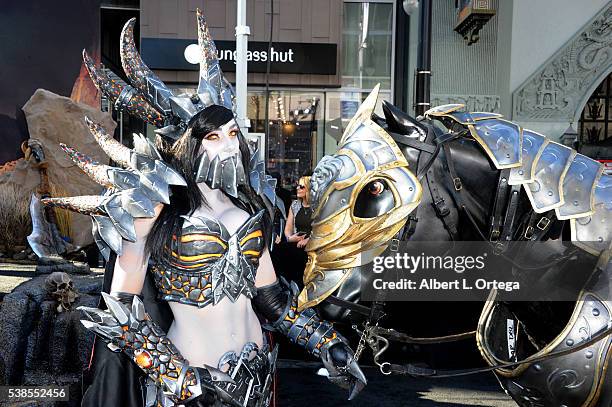 Cosplayer Jessica Nigri arrives for the Premiere Of Universal Pictures' "Warcraft" held at TCL Chinese Theatre IMAX on June 6, 2016 in Hollywood,...