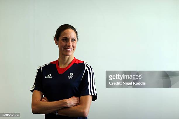 Helen Jenkins of Great Britain poses for a photo during the announcement of Triathlon Athletes Named in Team GB for the Rio 2016 Olympic Games on...