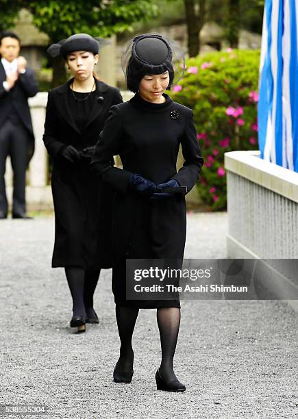 Princess Akiko and Princess Yoko of Mikasa attend the fourth anniversary memorial ceremony for the late Prince Tomohito of Mikasa at the Toshimagaoka...