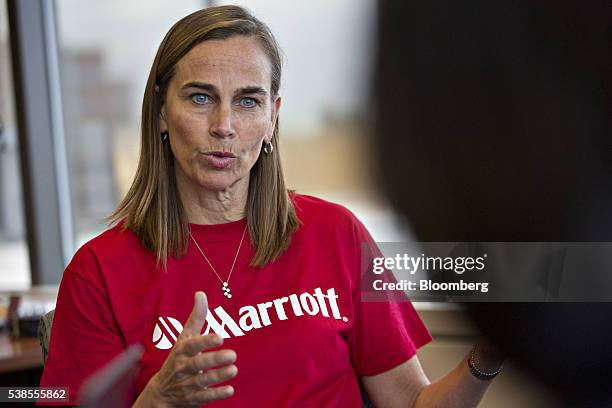 Kathleen Kelly "Leeny" Oberg, executive vice president and chief financial officer, speaks during an interview at the Marriott headquarters in...