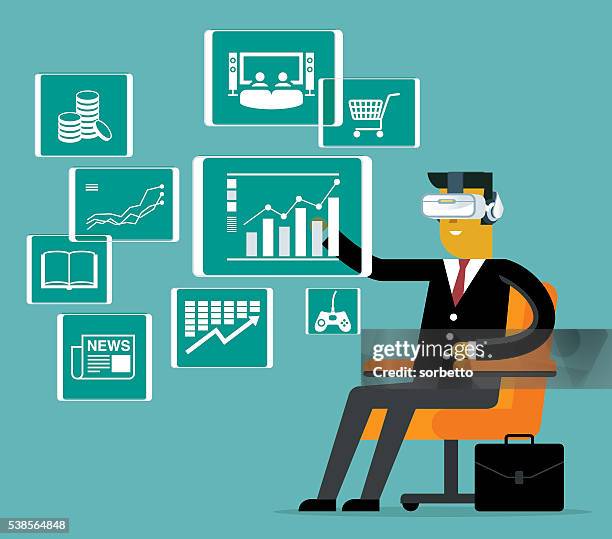 virtual reality - virtual headset stock illustrations