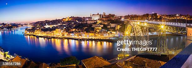 large evening panoramic of porto city - ribeira porto stock pictures, royalty-free photos & images