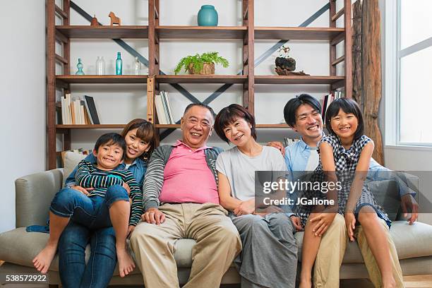 multi-generation family portrait - only japanese stock pictures, royalty-free photos & images