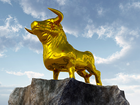 Golden calf on a rock