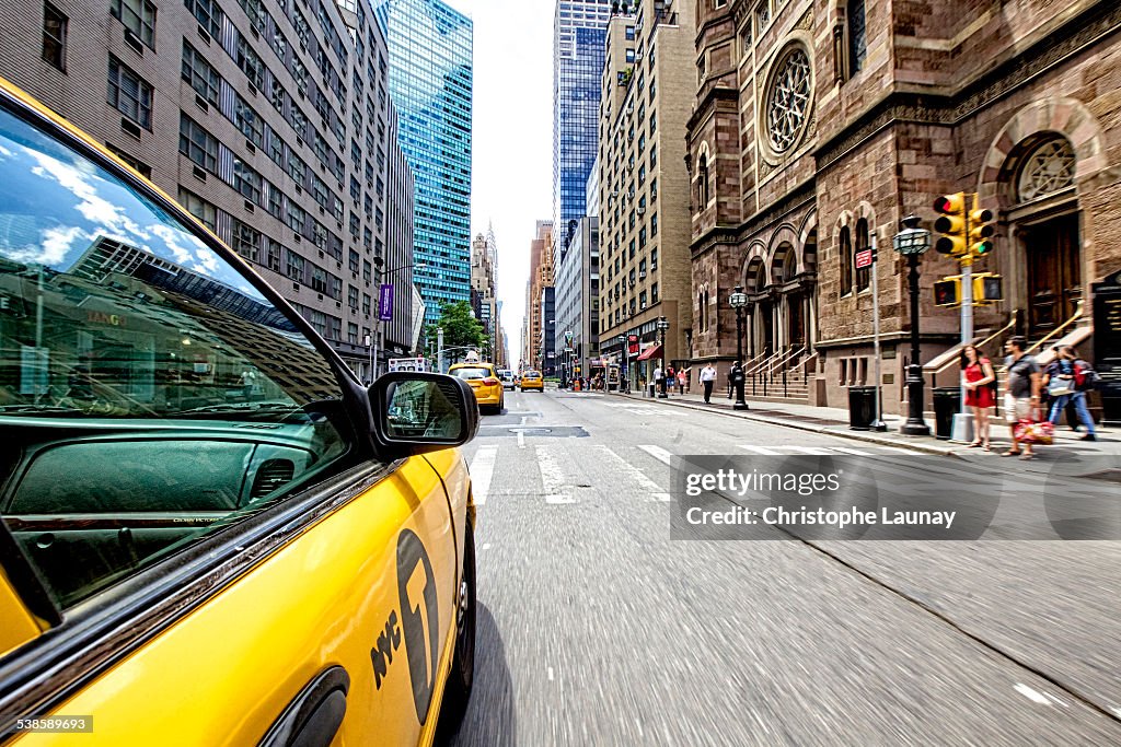 Yellow Cab, Manhattan, New York City, New York, United States of America.