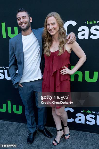 Producers Zander Lehmann and Helen Estabrook attend the Premiere Of Hulu's "Casual" Season 2 at ArcLight Hollywood on June 6, 2016 in Hollywood,...