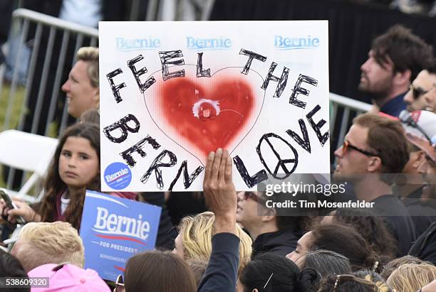 Atmosphere during Bernie Sanders, "A future to believe in San Francisco GOTV Concert" at Crissy Field San Francisco on June 6, 2016 in San Francisco,...