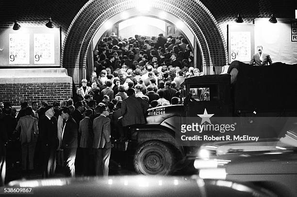 View of the crowd as they arrive at the 69th Regiment Amory for '9 Evenings: Theatre & Engineering,' New York, New York, between October 13 and 23,...