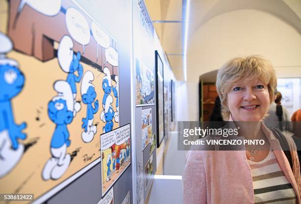 Veronique Culliford, daughter of Smurfs creator the Belgian cartoonist Pierre Culliford, who worked under the pseudonym of Peyo, poses in the VIII...
