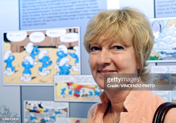 Veronique Culliford, daughter of Smurfs creator the Belgian cartoonist Pierre Culliford, who worked under the pseudonym of Peyo, poses in the VIII...