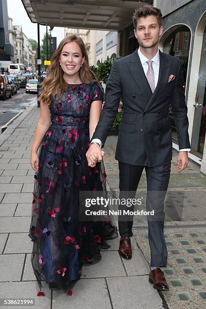 Tanya Burr and Jim Chapman seen leaving Claridge's Hotel to attend The Glamour Women of the Year Awards on June 7, 2016 in London, England.