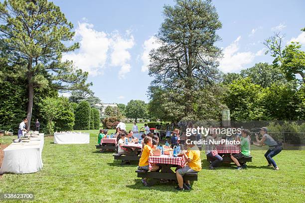 Washington, DC On Monday, June 6, on the South Lawn of the White House, First Lady Michelle Obama, Rachel Ray, Author, Daytime Host and Child...