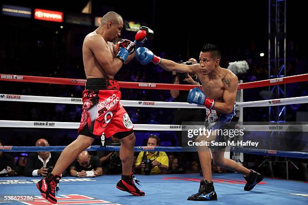 Francisco Vargas throws a right to Orlando Salido during their WBC super featherweight championship bout at StubHub Center on June 4, 2016 in Carson,...