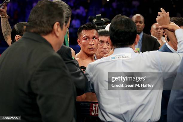 Francisco Vargas looks on after a WBC super featherweight championship bout against Orlando Salido at StubHub Center on June 4, 2016 in Carson,...