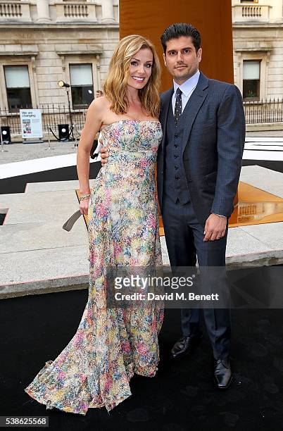 Katherine Jenkins and Andrew Levitas attend a VIP preview of the Royal Academy of Arts Summer Exhibition 2016 on June 7, 2016 in London, England.