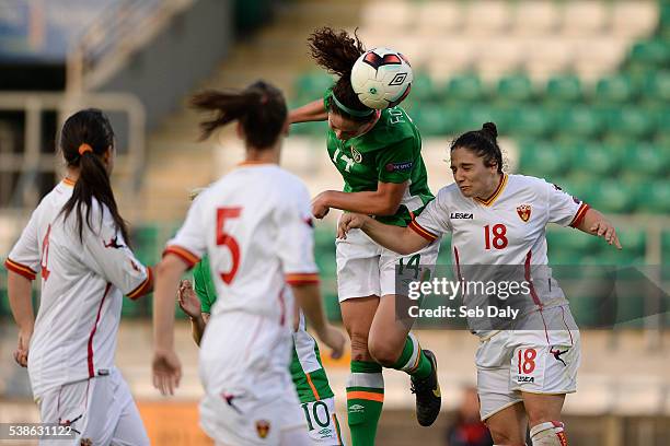 Dublin , Ireland - 7 June 2016; Fiona O'Sullivan of Republic of Ireland scores her team's nineth goal of the match during the Women's 2017 European...