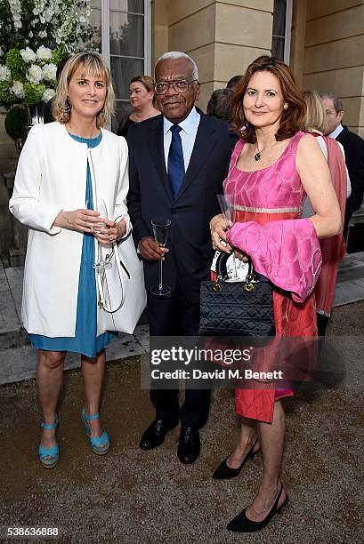 Sophie Montgomery, Trevor McDonald and Cristina Odone attend The Bell Pottinger Summer Party at Lancaster House on June 7, 2016 in London, England.