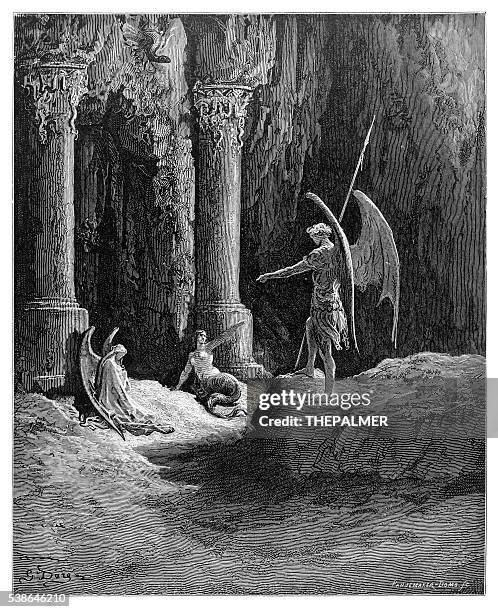 Satan's Ramp Satan At The Gates Of Hell Of Engraving High-Res Vector Graphic - Getty ...
