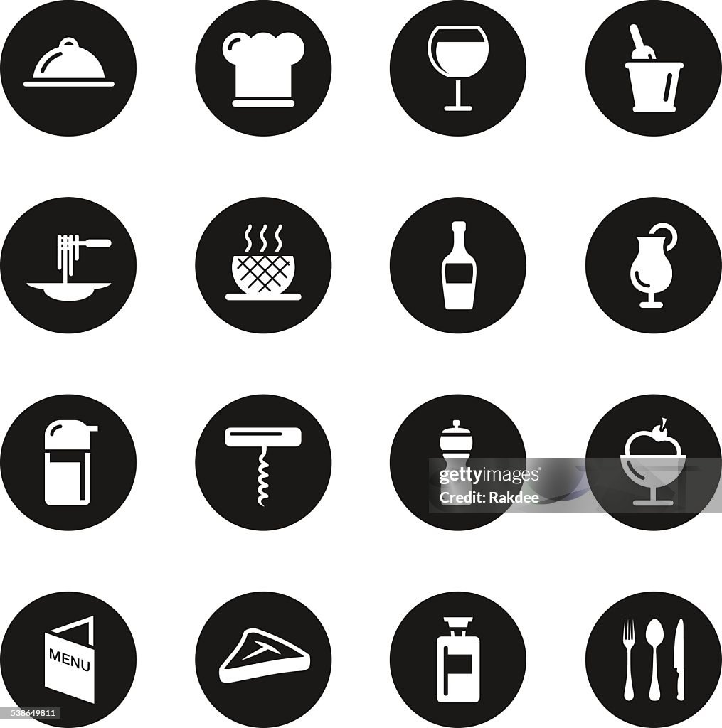Restaurant Icons Set 1 - Black Circle Series