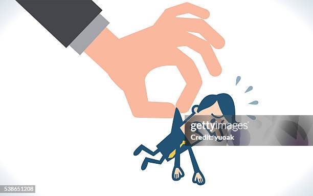 big hand throwing a businessman - flaccid stock illustrations