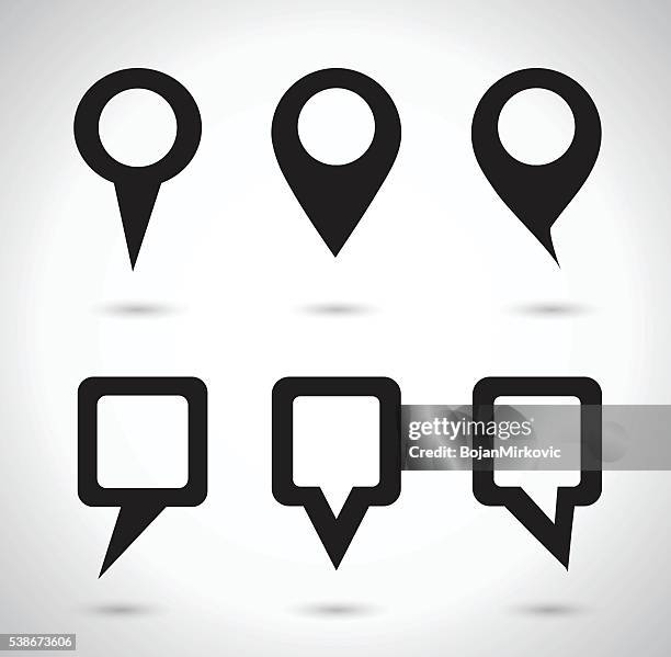 ilustraciones, imágenes clip art, dibujos animados e iconos de stock de ubicación conjunto de iconos en gris de fondo - mapa localizador