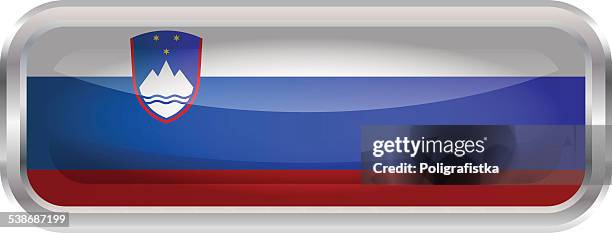 glossy button - flag of slovenia - rectangle button stock illustrations