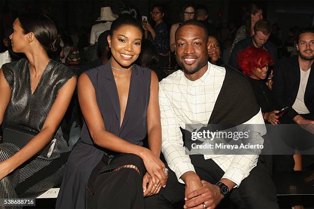 Actress Gabrielle Union-Wade and professional basketball player, Dwyane Wade attend Public School's Women's and Men's Spring 2017 Collection at Cedar...