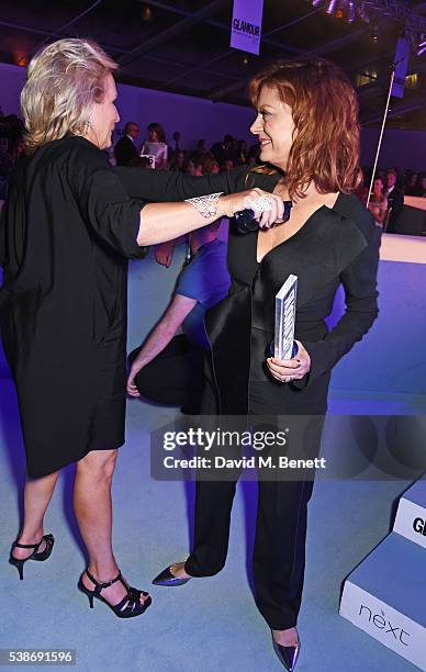 Jennifer Saunders and Susan Sarandon, winner of the Glamour Inspiration award, attends the Glamour Women Of The Year Awards in Berkeley Square...