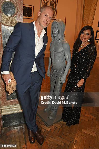 Jean David Malat and Leyla Aliyeva attend a VIP preview of the Royal Academy of Arts Summer Exhibition 2016 on June 7, 2016 in London, England.