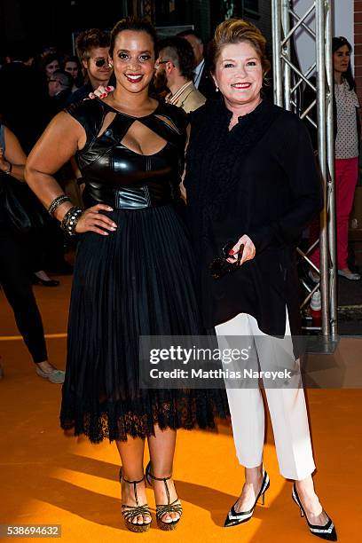 Dascha Polanco and Kate Mulgrew during the 'Orange is the New Black' Europe Premiere at Kino in der Kulturbrauerei on June 7, 2016 in Berlin, Germany.