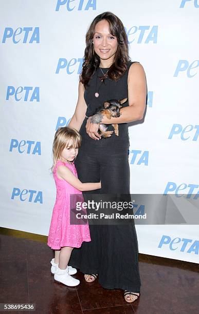 Mayte Garcia and daughter Gia Garcia attend the LA Launch Party for Prince's PETA Song at PETA on June 7, 2016 in Los Angeles, California.