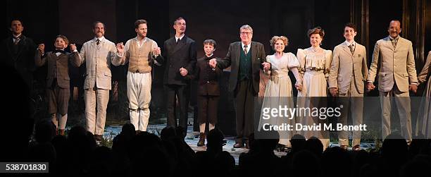 Michael Crawford and cast take the curtain call at the press night of "The Go-Between" at The Apollo Theatre on June 7, 2016 in London, England.