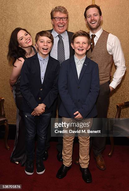 Gemma Sutton, William Thompson, Michael Crawford, Archie Stevens and Stuart Ward attend the press night of "The Go-Between" at The Apollo Theatre on...