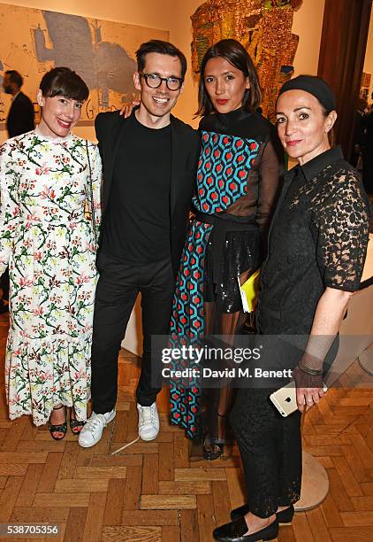 Sara Moralioglu, Erdem Moralioglu, Hikari Yokoyama and Daniela Agnelli attend a VIP preview of the Royal Academy of Arts Summer Exhibition 2016 on...