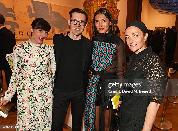 Sara Moralioglu, Erdem Moralioglu, Hikari Yokoyama and Daniela Agnelli attend a VIP preview of the Royal Academy of Arts Summer Exhibition 2016 on...