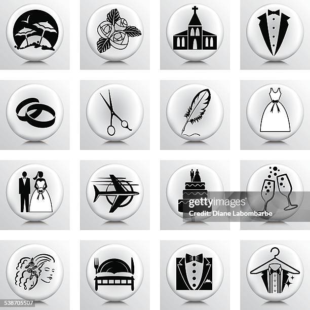 round icon set wedding and marriage - chapel icon stock illustrations