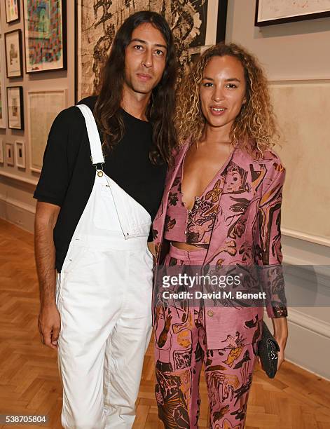Adam Bainbridge and Phoebe Collings-James attend a VIP preview of the Royal Academy of Arts Summer Exhibition 2016 on June 7, 2016 in London, England.