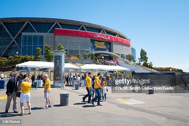 Before Game 2 of the National Basketball Association Finals between the Golden State Warriors and the Cleveland Cavaliers, fans of the Warriors...
